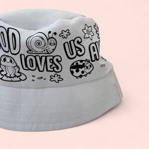 Toddler Unisex White & Black God Love Us All Color Me DIY Bucket Hat Kids Crafts